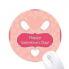 Dıythinker Pembe ve Beyaz Sevgililer Günü Baskılı Yuvarlak Kaymaz Kauçuk Mouse Pad