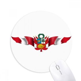 Dıythinker Peru Bayrağı Ulusal Amblem Baskılı Yuvarlak Kaymaz Kauçuk Mouse Pad