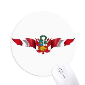 Dıythinker Peru Bayrağı Ulusal Amblem Baskılı Yuvarlak Kaymaz Kauçuk Mouse Pad