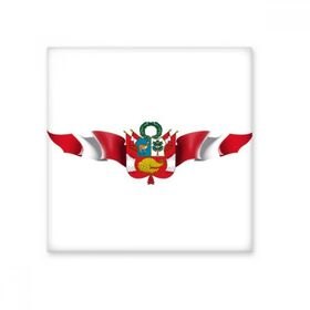 Dıythinker Peru Bayrağı Ulusal Amblem Seramik 10x10 cm Seramik Karo
