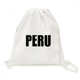 Dıythinker Peru Ülke Adı Siyah Kanvas İpli Sırt Çantası