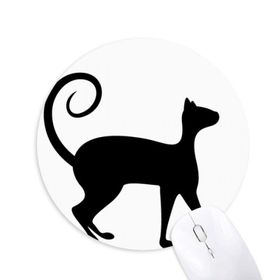 Dıythinker Pet Lover Siyah Kedi Hayvan Sanat Silüeti Baskılı Yuvarlak Kaymaz Kauçuk Mouse Pad