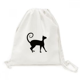 DIYThinker Pet Lover Siyah Kedi Hayvan Sanatı Siluet Tuval İpli Sırt Çantası