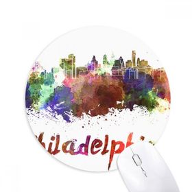 Dıythinker Philadelphia America City Suluboya Baskılı Yuvarlak Kaymaz Kauçuk Mouse Pad