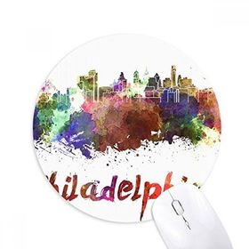 Dıythinker Philadelphia America City Suluboya Baskılı Yuvarlak Kaymaz Kauçuk Mouse Pad