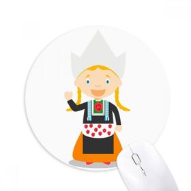 Dıythinker Pigtails Girl Hollanda Çizgi Film Baskılı Yuvarlak Kaymaz Kauçuk Mouse Pad