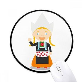Dıythinker Pigtails Kız Hollanda Karikatür Yuvarlak Kaymaz Mouse Pad