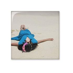 Dıythinker Plaj Dalgalı Ellie Yao Güzel Kız Mavi Parlak 10x10 cm Seramik Karo