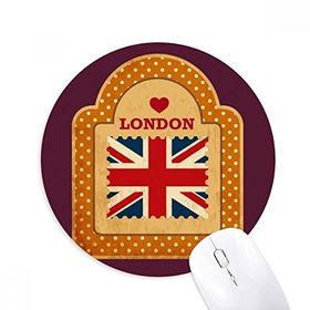 Dıythinker Point İngiltere Londra Damga İngiliz Bayrağı Baskılı Yuvarlak Kaymaz Kauçuk Mouse Pad