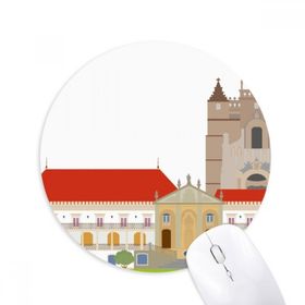 Dıythinker Portekiz Koimbra Ulusal Kent Simgesi Binası Baskılı Yuvarlak Kaymaz Kauçuk Mouse Pad