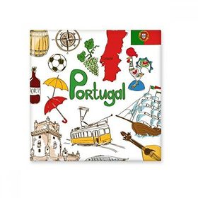 Dıythinker Portekiz Manzara Gümrük Simgesi Hayvanlar Ulusal Bayrak Konut Diyet İllüstrasyon Desen 10x10 cm Seramik Karo