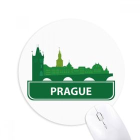 Dıythinker Prag Çek Cumhuriyeti Yeşil Kent Simgesi Baskılı Yuvarlak Kaymaz Kauçuk Mouse Pad