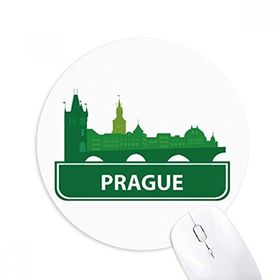 Dıythinker Prag Çek Cumhuriyeti Yeşil Kent Simgesi Baskılı Yuvarlak Kaymaz Kauçuk Mouse Pad