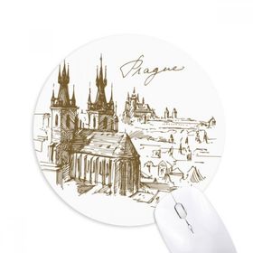 Dıythinker Prag Meydanı Çek Cumhuriyeti Simgesi Baskılı Yuvarlak Kaymaz Kauçuk Mouse Pad