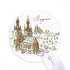 Dıythinker Prag Meydanı Çek Cumhuriyeti Simgesi Baskılı Yuvarlak Kaymaz Kauçuk Mouse Pad