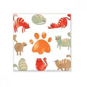 Dıythinker Protect Animal Pet Lover Çizgi Film Birçok Sevimli Kedi Ayak İzi Dekorasyon 10x10 cm Seramik Karo