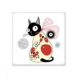 Dıythinker Protect Animal Pet Lover Çizgi Film Sevimli Fiyonk Kedi Dekorasyon 10x10 cm Seramik Karo