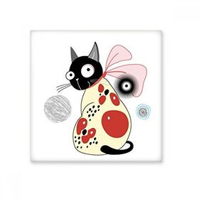 Dıythinker Protect Animal Pet Lover Çizgi Film Sevimli Fiyonk Kedi Dekorasyon 10x10 cm Seramik Karo