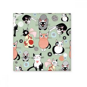 Dıythinker Protect Animal Pet Lover Çizgi Film Sevimli Kedi İllüstrasyonu Seramik Bisque Fayans Dekorasyon 10x10 cm Seramik Karo