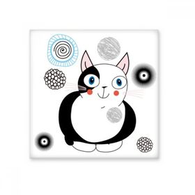 Dıythinker Protect Animal Pet Lover Çizgi Film Sevimli Şişman Kedi İllüstrasyonu Seramik Bisque Fayans Dekorasyon 10x10 cm Seramik Karo