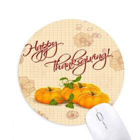 Dıythinker Pumkin Mutlu Şükran Günü Desenli Baskılı Yuvarlak Kaymaz Kauçuk Mouse Pad