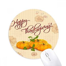 Dıythinker Pumkin Mutlu Şükran Günü Desenli Baskılı Yuvarlak Kaymaz Kauçuk Mouse Pad