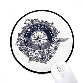 Dıythinker Pusula Çiçek Yıldız Sanat Desen Yuvarlak Kaymaz Mouse Pad