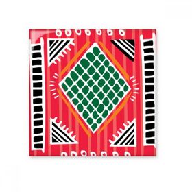 Dıythinker Red Green Line Meksika Totems Antik Medeniyet Çizimi 15x15 cm Seramik Karo