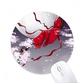Dıythinker Red Moon Çin Stili Suluboya Baskılı Yuvarlak Kaymaz Kauçuk Mouse Pad