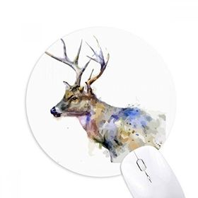 Dıythinker Ren Geyiği Hayvan Sanatsal Efekt Renkli Baskılı Yuvarlak Kaymaz Kauçuk Mouse Pad
