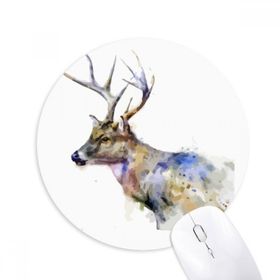 Dıythinker Ren Geyiği Hayvan Sanatsal Efekt Renkli Baskılı Yuvarlak Kaymaz Kauçuk Mouse Pad