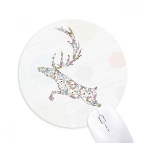 Dıythinker Ren Geyiği Noel Bitki Desenli Baskılı Yuvarlak Kaymaz Kauçuk Mouse Pad