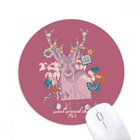 Dıythinker Ren Geyiği Noel Sanatsal Efekt Renkli Baskılı Yuvarlak Kaymaz Kauçuk Mouse Pad