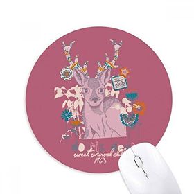 Dıythinker Ren Geyiği Noel Sanatsal Efekt Renkli Baskılı Yuvarlak Kaymaz Kauçuk Mouse Pad