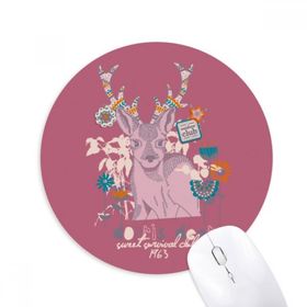 Dıythinker Ren Geyiği Noel Sanatsal Efekt Renkli Baskılı Yuvarlak Kaymaz Kauçuk Mouse Pad