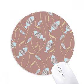 Dıythinker Renk Blokları Soyut Balıklar Su Bitkileri Baskılı Yuvarlak Kaymaz Kauçuk Mouse Pad