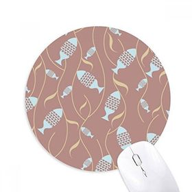 Dıythinker Renk Blokları Soyut Balıklar Su Bitkileri Baskılı Yuvarlak Kaymaz Kauçuk Mouse Pad