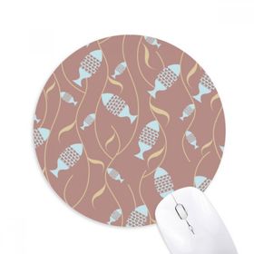 Dıythinker Renk Blokları Soyut Balıklar Su Bitkileri Baskılı Yuvarlak Kaymaz Kauçuk Mouse Pad