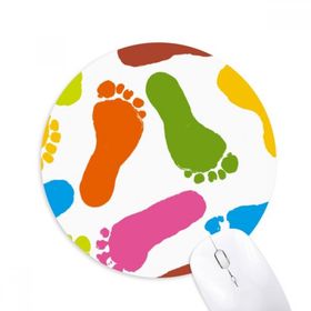 Dıythinker Renkli Ayak İzi Modern Stil Moda Poster Baskılı Yuvarlak Kaymaz Kauçuk Mouse Pad