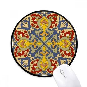 Dıythinker Renkli Çiçek Paralel Tekrar Desen Yuvarlak Kaymaz Mouse Pad