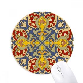 Dıythinker Renkli Çiçek Paralel Tekrarı Desen Baskılı Yuvarlak Kaymaz Kauçuk Mouse Pad