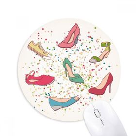 Dıythinker Renkli Çizgi Film Yüksek Topuklu Ayakkabı Desenli Baskılı Yuvarlak Kaymaz Kauçuk Mouse Pad