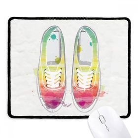 Dıythinker Renkli El Boyaması Kanvas Ayakkabı Desen Kaymaz Siyah Başlıklı Kenarlar Mouse Pad