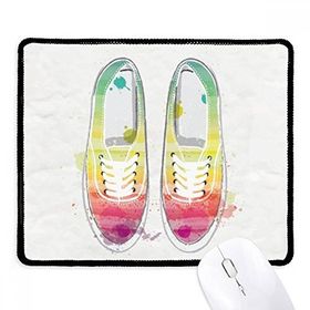 Dıythinker Renkli El Boyaması Kanvas Ayakkabı Desen Kaymaz Siyah Başlıklı Kenarlar Mouse Pad