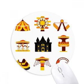 Dıythinker Renkli İllüstrasyon Eğlence Parkı Tesisleri Baskılı Yuvarlak Kaymaz Kauçuk Mouse Pad