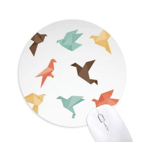 Dıythinker Renkli Kuş Soyut Origami Desenli Baskılı Yuvarlak Kaymaz Kauçuk Mouse Pad