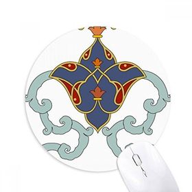 Dıythinker Renkli Modern Çiçek Yaprağı Paralel Desen Baskılı Yuvarlak Kaymaz Kauçuk Mouse Pad