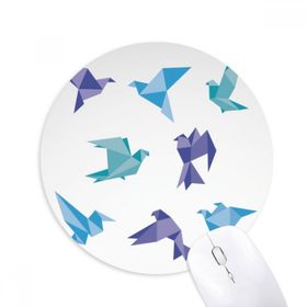 Dıythinker Renkli Origami Soyut Güvercin Desenli Baskılı Yuvarlak Kaymaz Kauçuk Mouse Pad