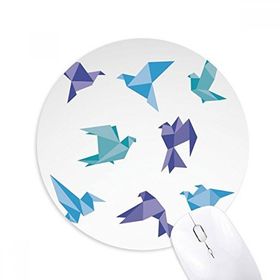 Dıythinker Renkli Origami Soyut Güvercin Desenli Baskılı Yuvarlak Kaymaz Kauçuk Mouse Pad