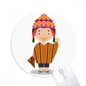 Dıythinker Renkli Şapka Peru Çizgi Film Baskılı Yuvarlak Kaymaz Kauçuk Mouse Pad